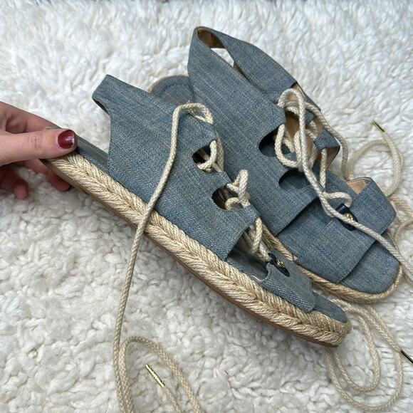 Michael by Michael Kohrs Denim Style Rope Strapy Tie Up Sandals Like New - Picture 5 of 10